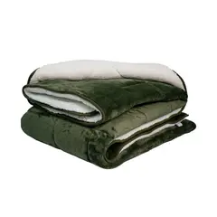 REALTEX - Cobija Flannel Borrego Unicolor Doble