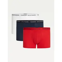 TOMMY HILFIGER - Pack De 3 Calzoncillos Trunk. Rojo