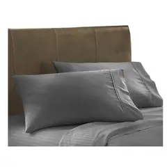 GENERICO - Juego de sabanas doble gris oscuro sateen stripe