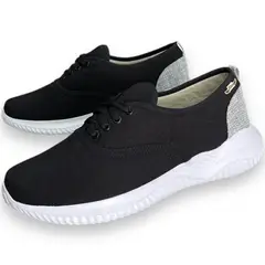 XIAN SHOES - Tenis ULTRALIVIANOS hombre negro sesgo gris