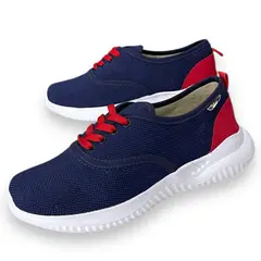 XIAN SHOES - Tenis UltraLiviano hombre azul sesgo rojo