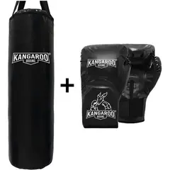 CHARIS - Guantes boxeo kangaroo pro+ saco de boxeo 100 cm con relleno