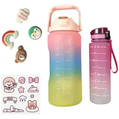 ZHOPI CO - Termo Botella De Agua X 2 Motivacional Mas Sticker 2 Litros Y 900 ML