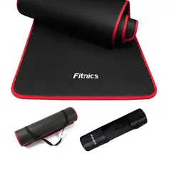 FITNICS - Mat Yoga Colchoneta Tapete Ejercicio 10mm + Bolso + Correa - Negro