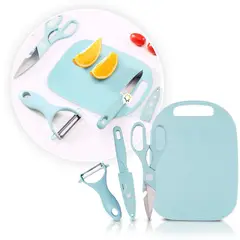 COMPRALOENCASA COM - Kit cocina 4 piezas tabla de picar cuchillo tijera pelador 19coci