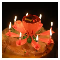 COMPRALOENCASA COM - Vela flor mágica cumpleaños aniversarios flor loto decorativa a-1