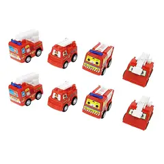 DAYOSHOP - Carros Camión Bomberos De Impulso Colección Juguete X 8 Pcs