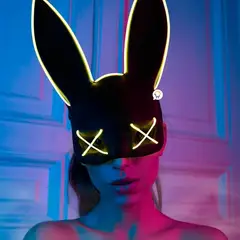 COMPRALOENCASA COM - Máscara neón conejo media cara disfraz halloween pg395neon