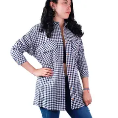 LEC LEE - Camisa lenadora cuello camisero para mujer - Azul Oscuro