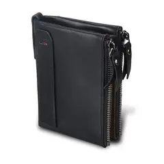 UBMD - Billetera Hombres Cuero Doble Cremallera CNC-D001 Negro._.