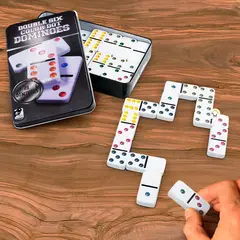 COMPRALOENCASA COM - Dominó Juego De Mesa Caja Metálica Set 28 Piezas J003