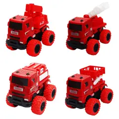 DAYOSHOP - Carros Camión Bomberos De Impulso Colección Juguete X 4pcs