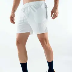 NO RULES - Pantaloneta deportiva hombre ajustada blanco.
