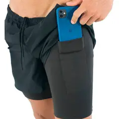 NO RULES - Pantaloneta running negra_..