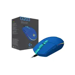 LOGITECH - Mouse G203 RGB LIGHTSYNC Azul con 6 botones.