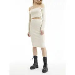 CALVIN KLEIN - Saco Beige Cropped Manga Larga Con Logo Para Mujer