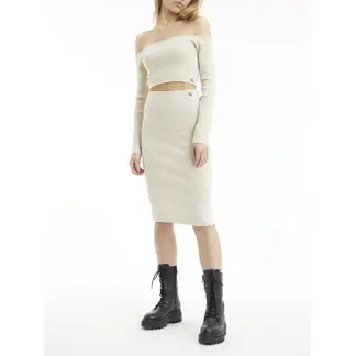 CALVIN KLEIN - Saco Beige Cropped Manga Larga Con Logo Para Mujer