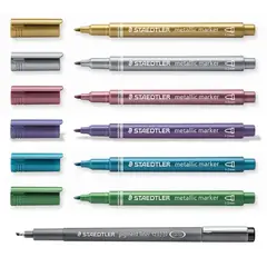 STAEDTLER - Marcadores Metálicos X 6 Colores + Rapidógrafo.