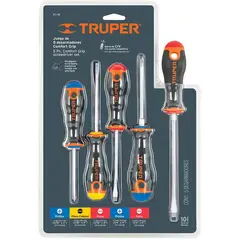 TRUPER - Juego de 5 destornilladores mango comfort grip