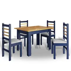 MUEBLES 2020 - Comedor Texas 4 Puestos Marrón/azul
