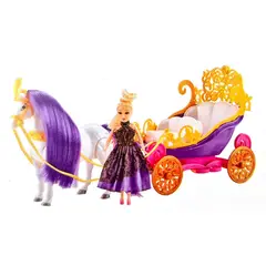 DAYOSHOP - Princesas Con Carruaje Y Pony Luces Sonido Y Movimiento