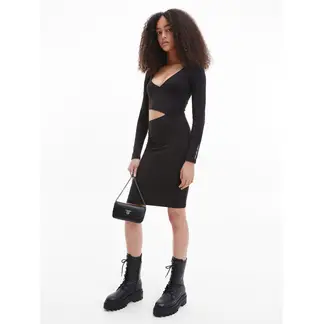 CALVIN KLEIN - Vestido Corto De Jersey Con Recortes Negro