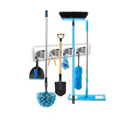 ENERGY PLUS - Organizador de escobas traperos porta escobas y colgador X4