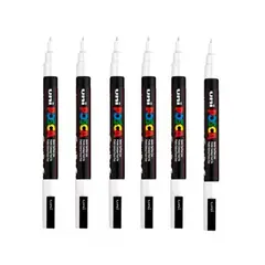 POSCA - Marcador Gráfico De Vinilo Punta Pc-3m X6 Unds Blanco