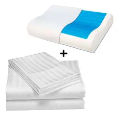 ZHOPI CO - Juego Sabanas King Unicolor Blanca Mas 1 Almohada Ortopedica Gel.