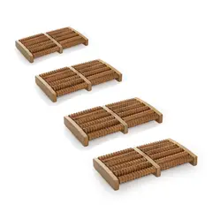 STYLE STARS - Kit X 4 Rodillo Masajeador pies doble en madera maderoterapia