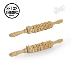STYLE STARS - Kit X 2 Masajeador de madera profesional con rodillo de mano
