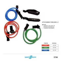 SPORT FITNESS - Bandas Tubulares Resistencia Jgo X 3
