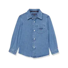 TOMMY HILFIGER - Camisa Niño De Cambray - Adaptive Azul