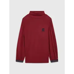 TOMMY HILFIGER - Camiseta De Cuello Cisne Con Monograma Niña Rojo