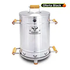 STEAK AND BEER - Barril Asador Grande INOX 80cm X 45cm incluye accesorios