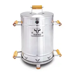 STEAK AND BEER - Barril Asador Grande INOX 80cm X 45cm incluye accesorios