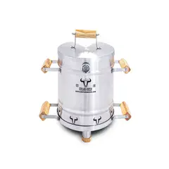 STEAK AND BEER - Ahumador y Asador de Barril Pequeño INOX (56cm X 36 cm) incluye accesorios