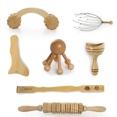 STYLE STARS - Kit maderoterapia de 7 masajeadores relajantes y reductores