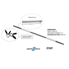 SPORT FITNESS - Barra Recta Para Pesas De 1800Mm Manigueta