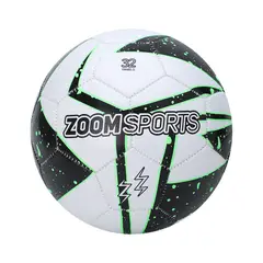 ZOOM SPORT - Balon de Futbol N°5 Vrde Negro 32 Paneles Cosido Zoom Sports