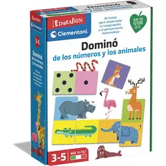 CLEMENTONI - Domino Juego De Mesa Niños Números y Animales Didactico Niño