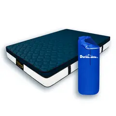 DORMILANDIA - Colchón Queen Azul Resortado Dublín Enrollado Confortable