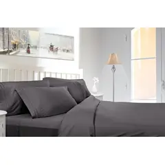 BEDLIFE - Juego De Sábanas King Gris Oscuro 1800 Hilos