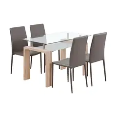 INVAL - JUEGO DE COMEDOR 4 PUESTOS DINIZA GRIS