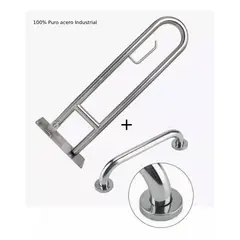 GENERICO - Kit barra de seguridad abatible mas barra de 60cm acero 304