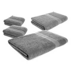 ENERGY PLUS - Set X4 toallas hoteleras: 1 extragrande, 1 cuerpo +2 de manos Gris
