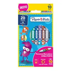 PAPER MATE - Marcadores Medianos Doble Punta Lavables X10