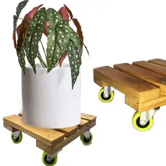 P&R APRECIOSDEREMATE - Base con Ruedas para Matera 20x20cm soporte cuadrado Madera