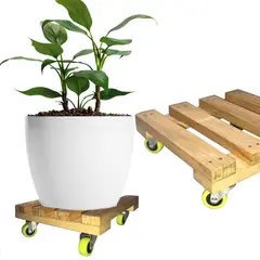 P&R APRECIOSDEREMATE - Base con Ruedas para Matera 25x25cm soporte cuadrado Madera