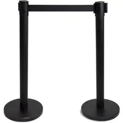 GENERICO - Poste Separador De Fila Negro - Cinta Negra X 2 Unidades